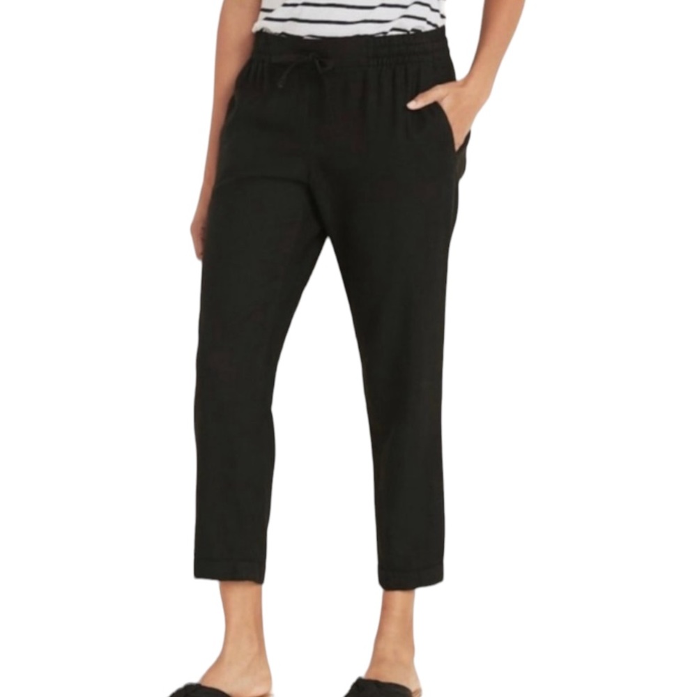 Old Navy Black Blend Linen Pull On Casual Pants Women’s XL